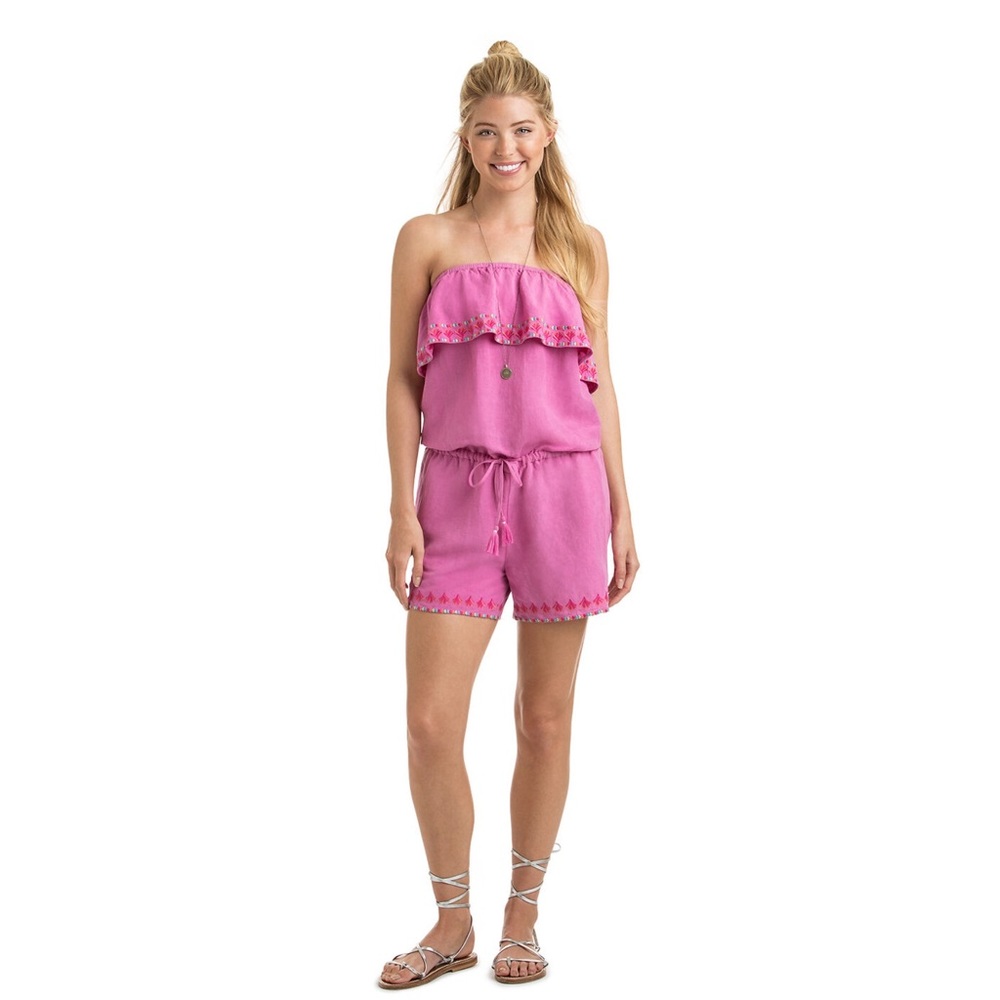 NWT Vineyard Vines Embroidered Strapless Romper - Picture 2 of 5